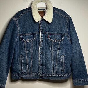 Levi's DENIM FAUX FUR LINED TRUCKER JACKET Size XL